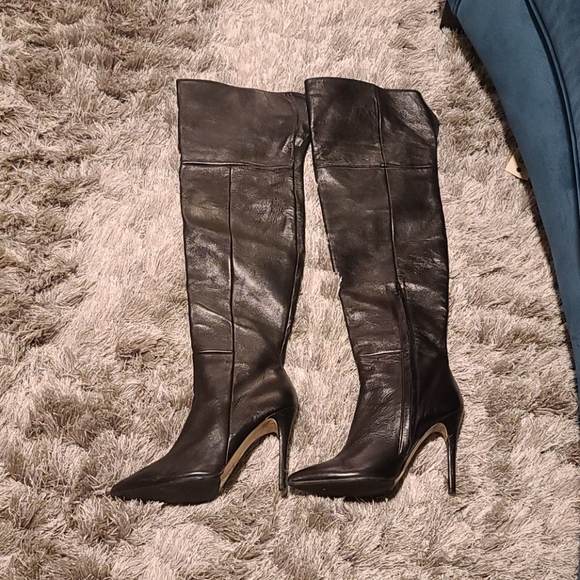 Leather knee length black boots wore a few times. - Picture 2 of 4